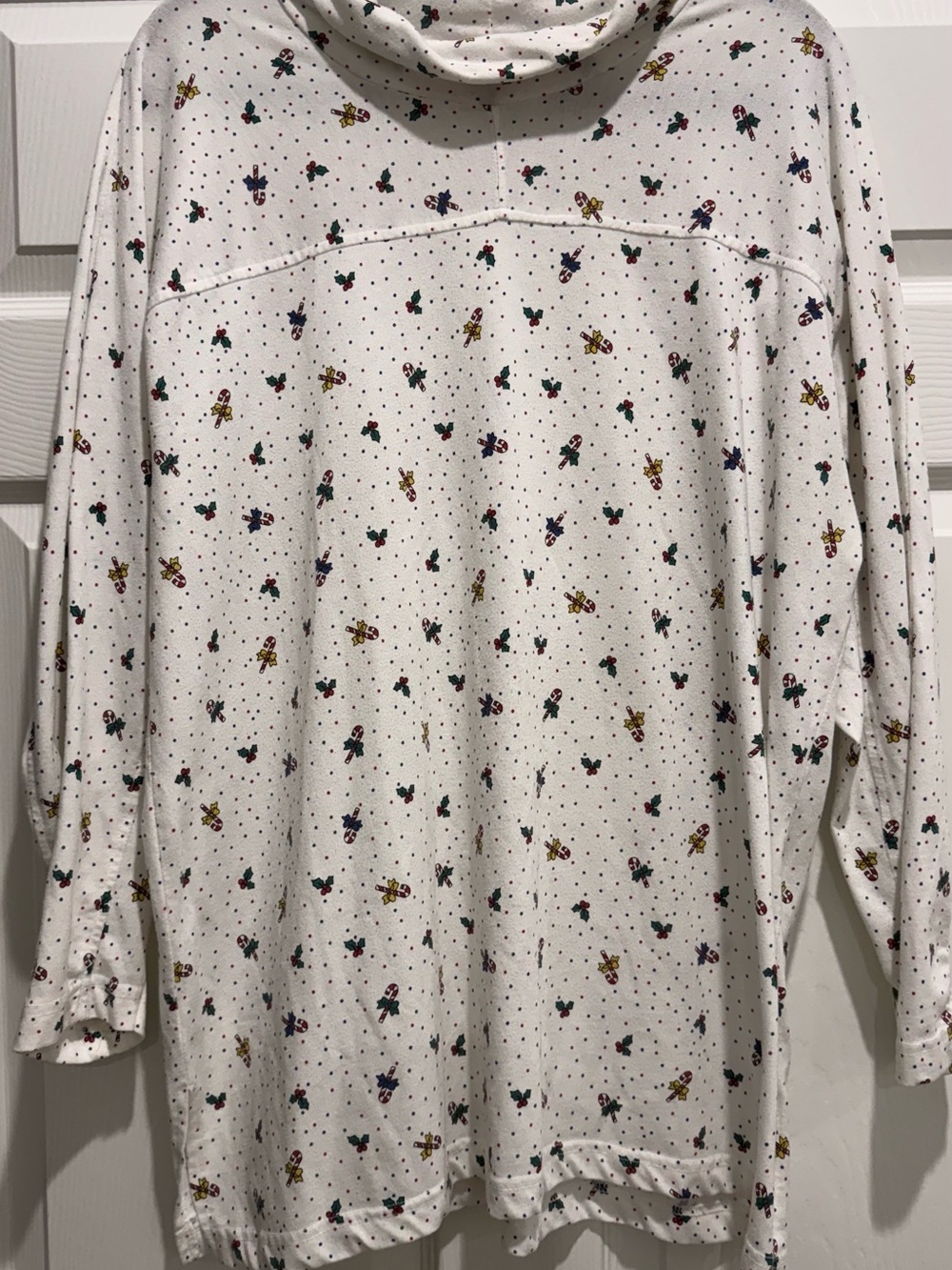 Women's White Printed Cowl Neck Sweater